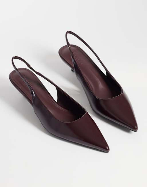 Simmi London kitten heel slingback shoes in burgundy, 2 of 4