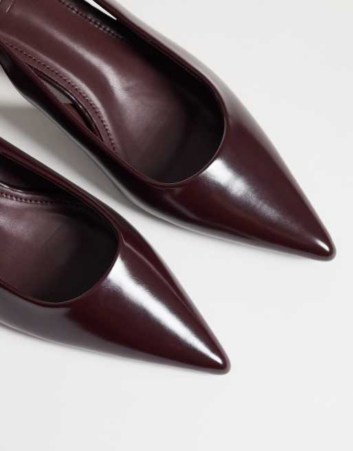 Simmi London kitten heel slingback shoes in burgundy, 4 of 4