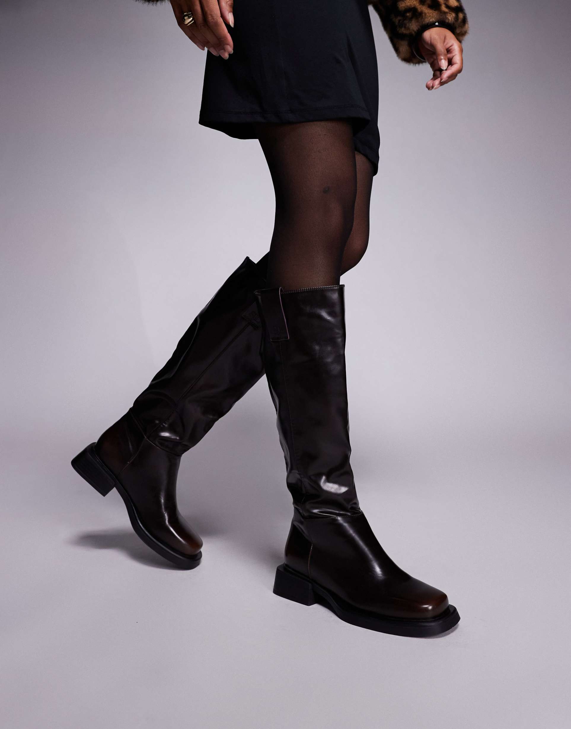 simmi london knee boots in burnt brown