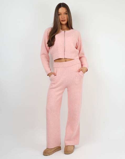 Simmi London knited bomber & trousers in baby pink - view 1