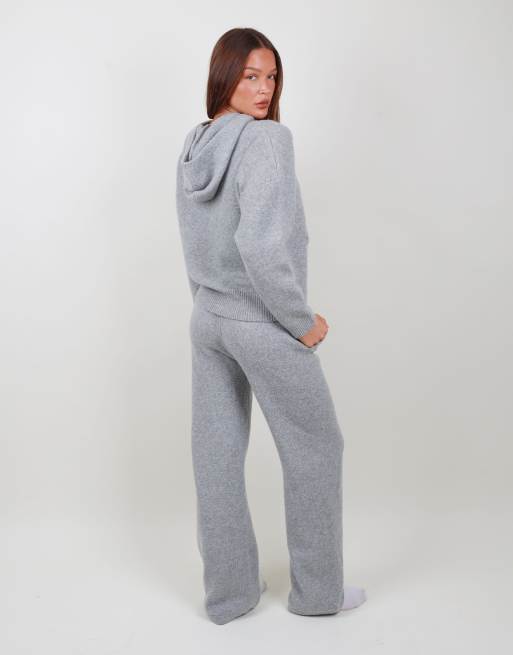 Simmi London Knitted wide leg trousers in grey, 3 of 4
