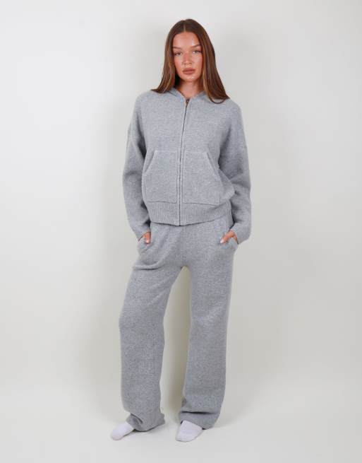 Simmi London Knitted wide leg trousers in grey, 4 of 4