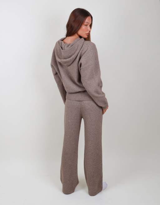 Simmi London Knitted wide leg trousers in mocha, 4 of 4