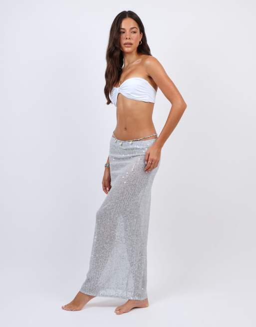 Simmi London Knot detail bandeau bikini top in white in white, 3 of 4