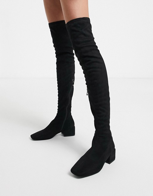 Simmi London Lacey over the knee boots in black | ASOS