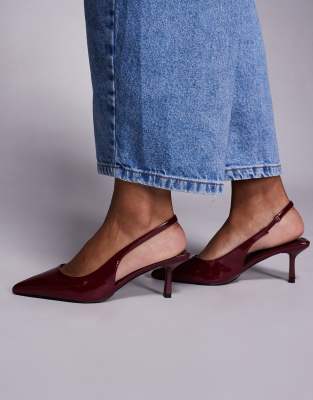 Simmi London - Laena - Schuhe in Burgunderrot mit Fersenriemen und Pfennigabsatz