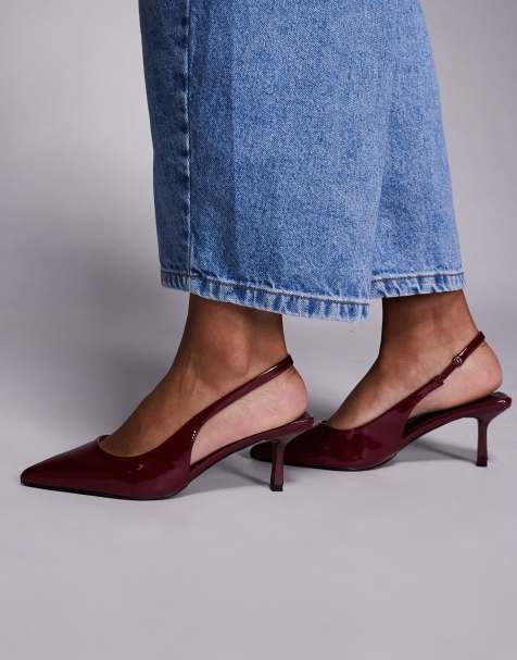 Simmi London Laena slingback kitten heel shoes in burgundy - view 1