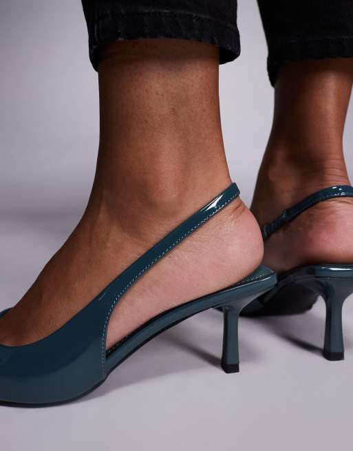 SIMMI London Laena slingback kitten heel shoes in deep blue, 2 of 4