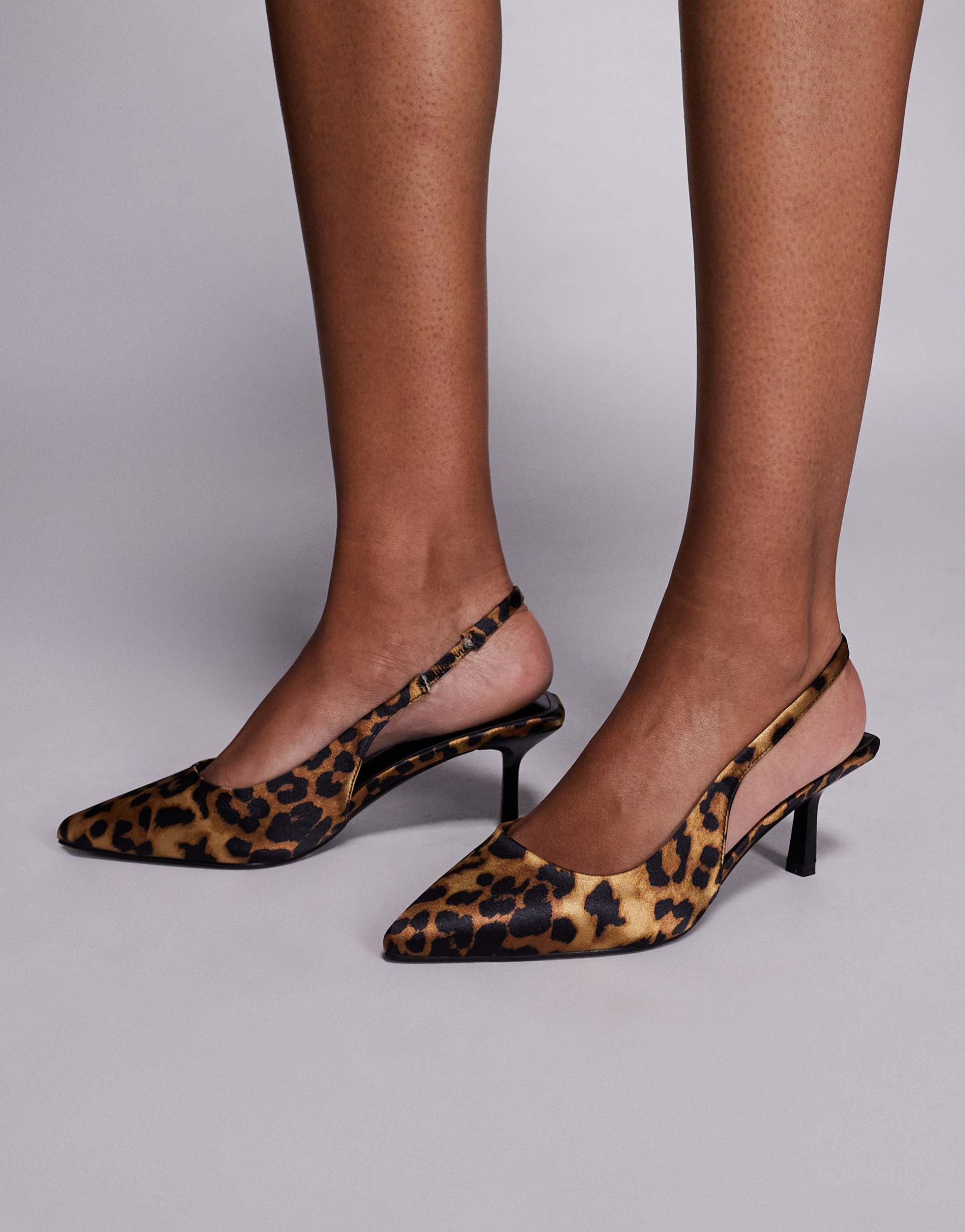 simmi london laena slingback kitten heel shoes in leopard print