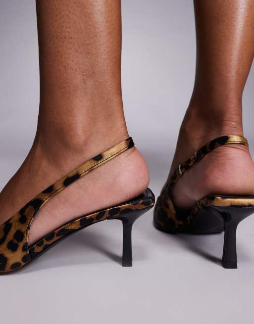 Simmi London Laena slingback kitten heel shoes in leopard print, 2 of 4