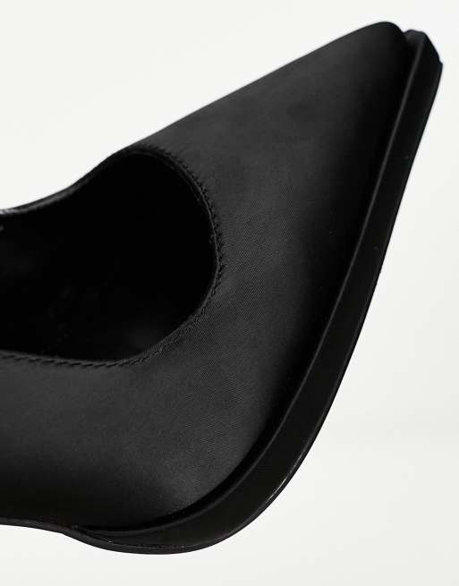 Simmi London Landen platform heeled pumps in black satin