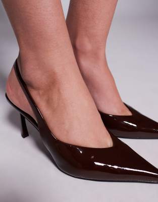 Simmi Wide Fit Simmi London Layana Wide Fit Sling Back Pumps In Brown