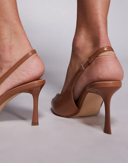 Simmi London Laylin slingback heeled shoes in camel patent, 4 of 4