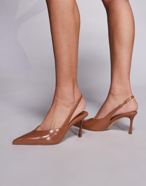 SIMMI London - Laylin - Slingback schoenen met hak in hoogglanzend lichtbruin - view 1