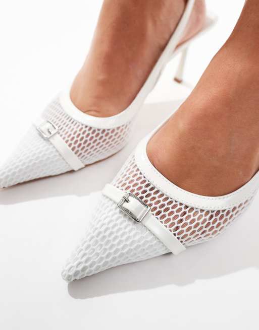 Simmi London - Lays - Hvide slingback-sko med lav hæl i mesh, 2 af 4