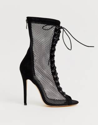 fishnet boot heels