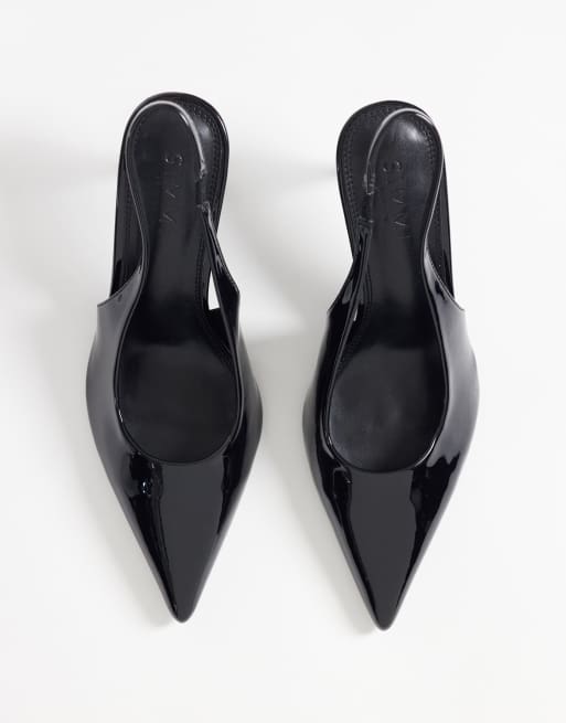 Simmi London Lirien spitze Slingback-Pumps in Schwarz mit Crinkle-PU, 2 von 4
