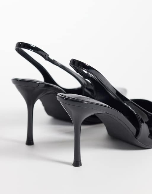 Simmi London Lirien spitze Slingback-Pumps in Schwarz mit Crinkle-PU, 4 von 4