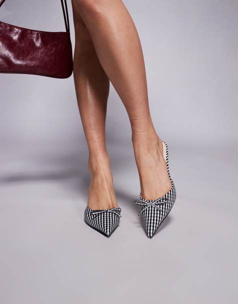 Simmi London Lisa heeled mules in black gingham - view 1