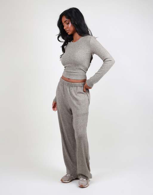 Simmi London Long sleeve knit top in grey marl, 3 of 5