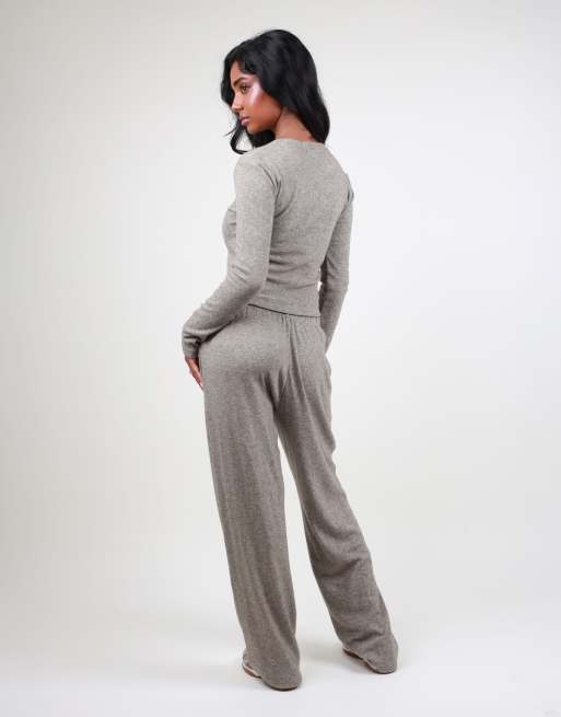 Simmi London Long sleeve knit top in grey marl, 4 of 5