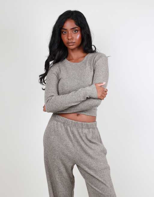 Simmi London Long sleeve knit top in grey marl, 5 of 5