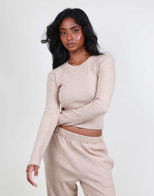 Simmi London Long sleeve knit top in oatmeal, 2 of 4