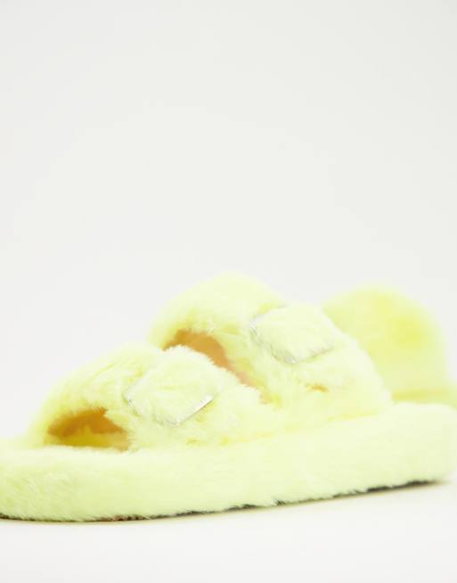 Fluffy yellow hot sale slippers