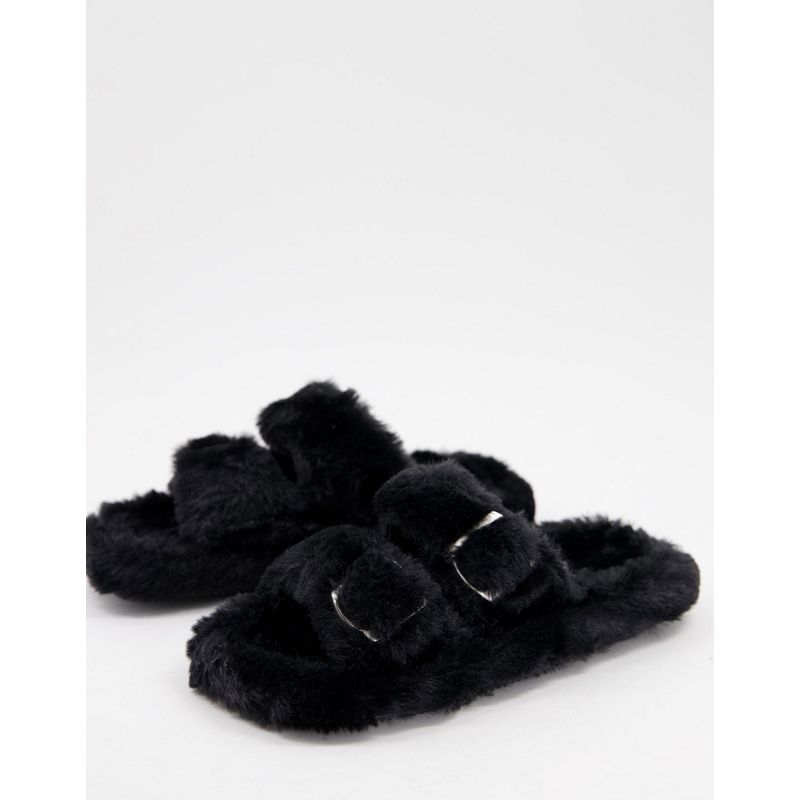Donna  Simmi London - Lotus - Pantofole soffici con fibbie, colore nero