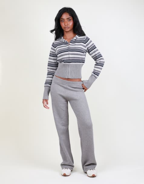 Simmi London Low waist fine knit trouser in grey - view 1