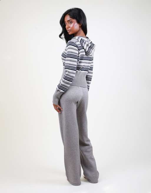 Simmi London Low waist fine knit trouser in grey, 4 of 4