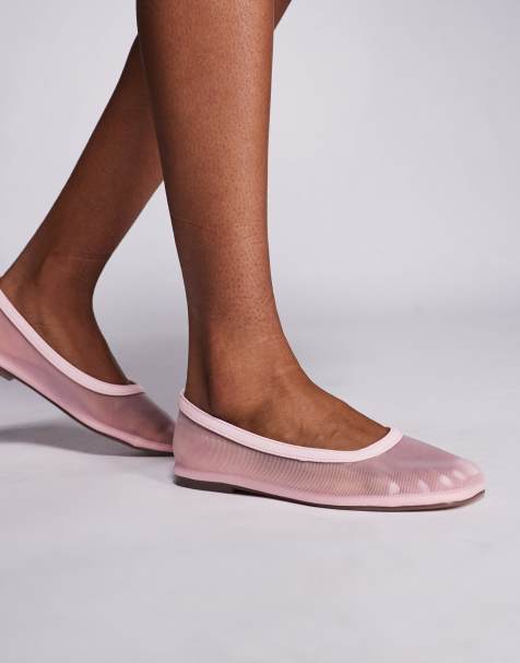 Simmi London Luanne mesh ballerina flats in pink - view 1