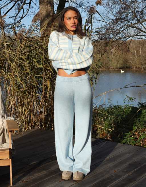 Simmi London Luci fluffy knit trousers in baby blue, 2 of 4