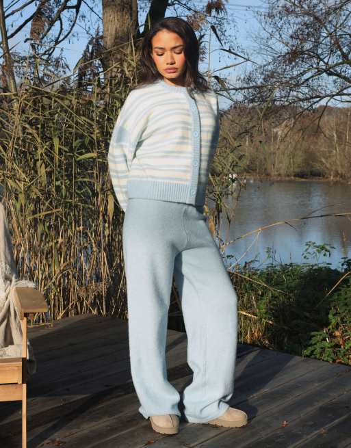 Simmi London Luci fluffy knit trousers in baby blue, 4 of 4