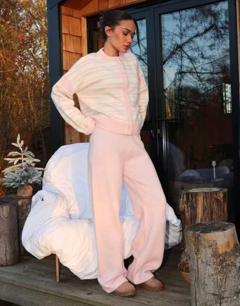 Simmi London Luci fluffy knit trousers in baby pink