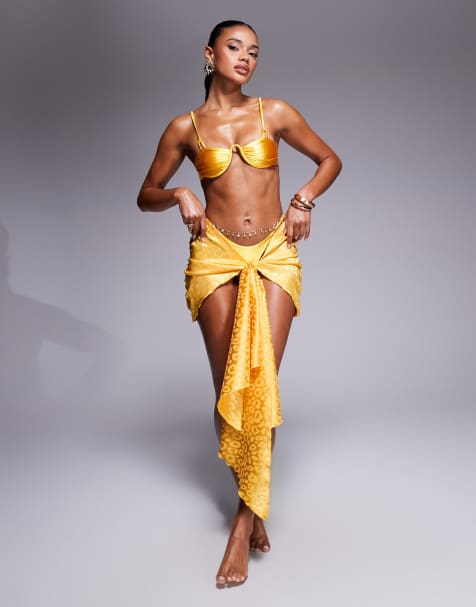 Simmi London Lucia Mini Sarong Skirt in Orange