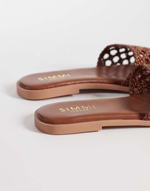 SIMMI London – Luna – Flache Sandalen aus Webstoff in Hellbraun, 3 von 4