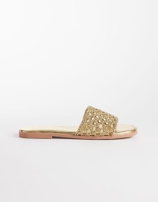 SIMMI London - Luna - Guldfarvede flade vævede sandaler, 2 af 4