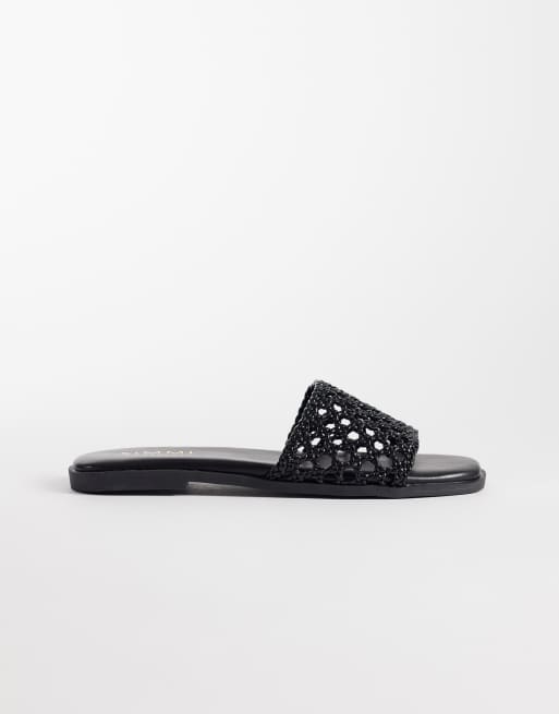 SIMMI London – Luna – Svarta, vävda, platta sandaler, 2 av 4
