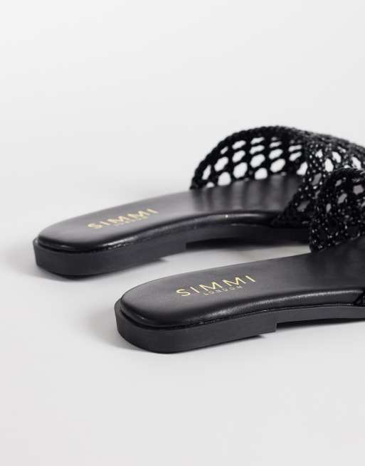 SIMMI London Luna woven flat sandals in black, 3 of 4