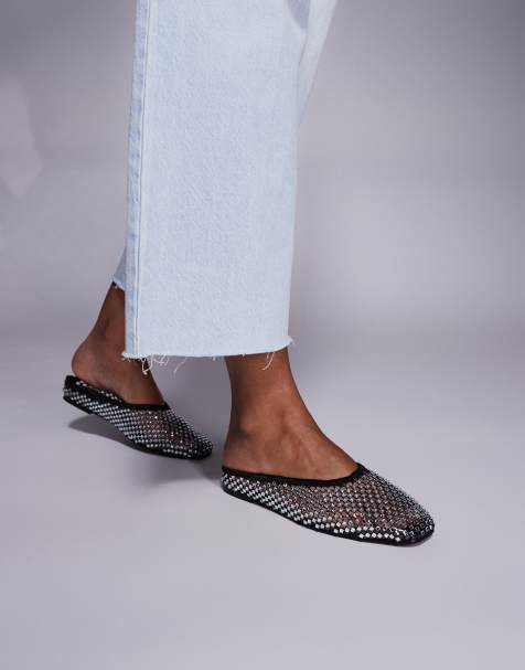 Simmi London Luz mules in black diamante mesh - view 1