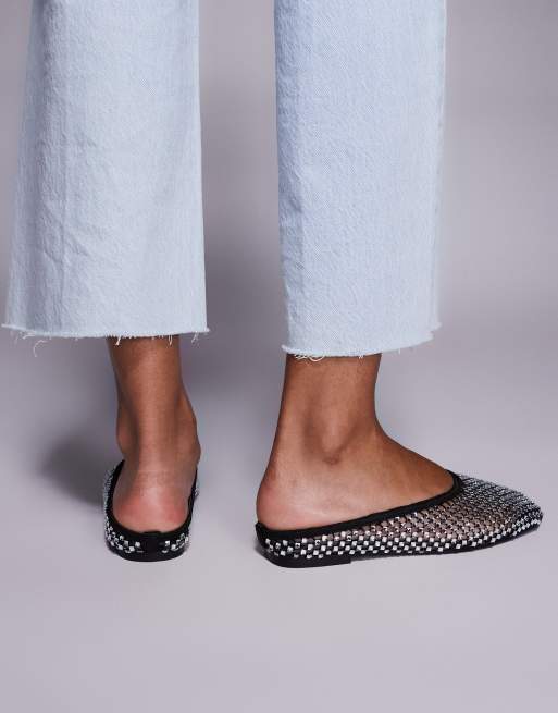 Simmi London Luz mules in black diamante mesh
