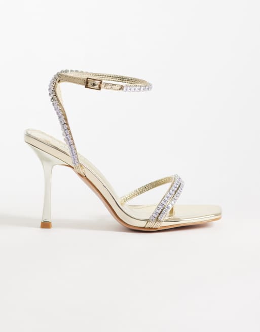 Simmi London - Maelis - Sandali con tacco color oro specchiato decorati, 1 di 4