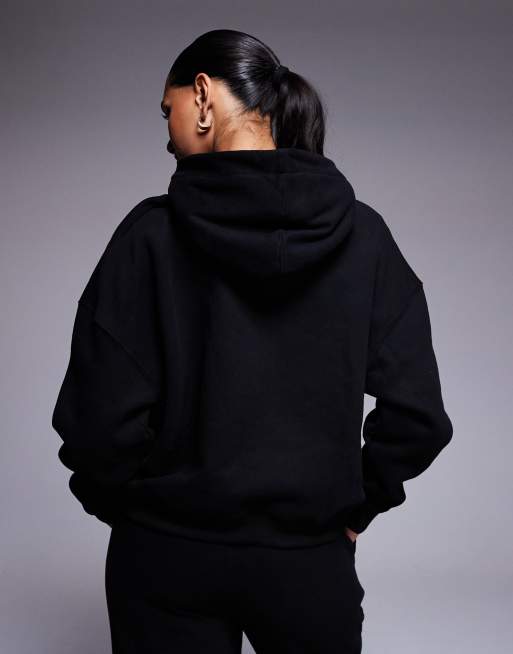 Simmi London Maeve varsity slogan hoodie in black, 3 of 4