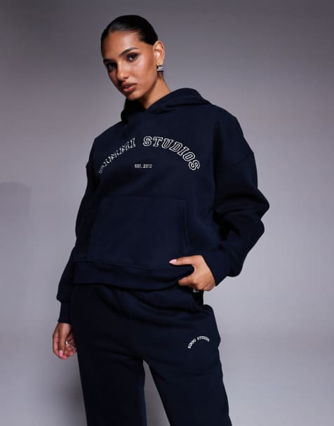 Simmi London Maeve varsity slogan hoodie in oxford blue - view 1