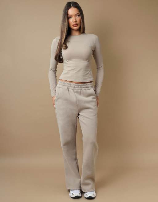 Simmi London Maia simmi studios flared joggers in stone, 4 of 4