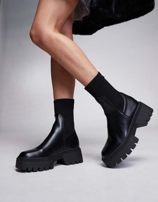 Simmi London Malakai sock ankle boots in black, 4 of 4