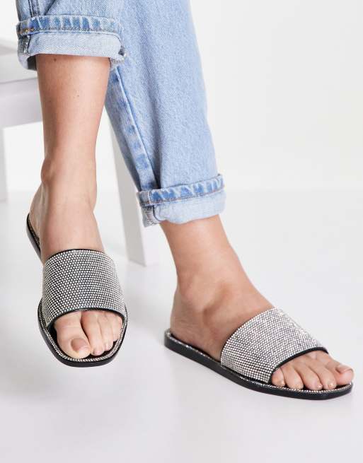 Simmi London - Malibu - Claquettes ornementées en plastique souple - Noir