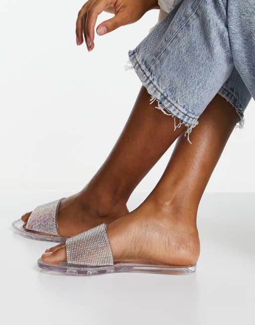 Simmi London Malibu Mules ornementées en plastique souple