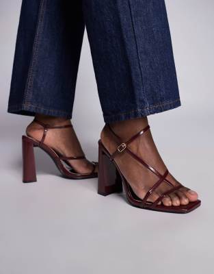 Simmi London Malinda block heeled strappy sandals in burgundy
